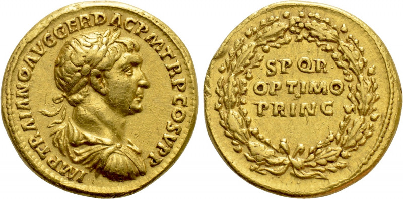 TRAJAN (98-117). GOLD Aureus. Rome. 

Obv: IMP TRAIANO AVG GER DAC P M TR P CO...