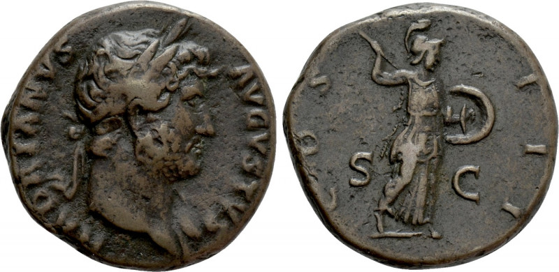 HADRIAN (117-138). As. Rome. 

Obv: HADRIANVS AVGVSTVS. 
Laureate head right,...