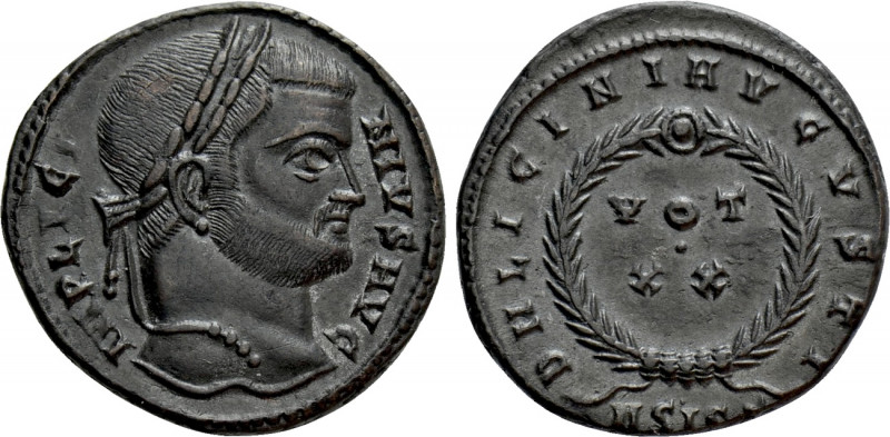 LICINIUS I (308-324). Follis. Siscia. 

Obv: IMP LICINIVS AVG. 
Laureate head...