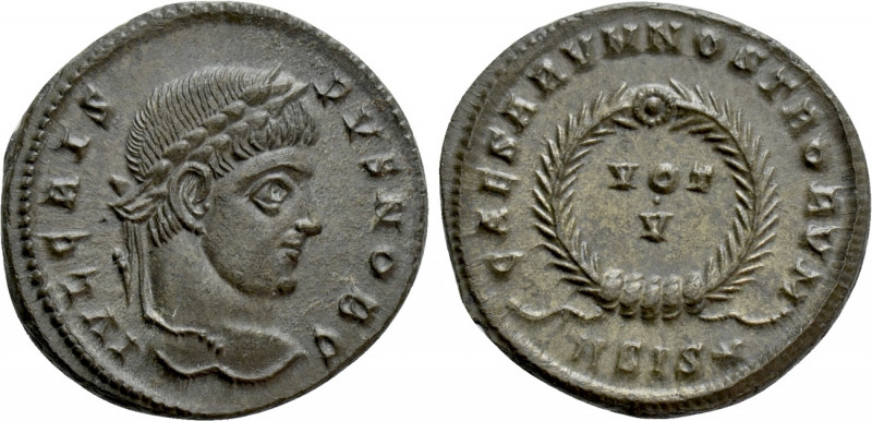 CRISPUS (Caesar, 316-326). Follis. Siscia.

Obv: IVL CRISPVS NOB C.
Laureate ...