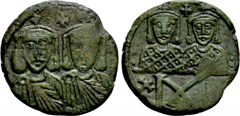 LEO IV THE KHAZAR with CONSTANTINE VI (775-780). Half Follis. Constantinople. 
...