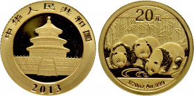 CHINA. People's Republic. GOLD 20 Yuan (2013). Panda series