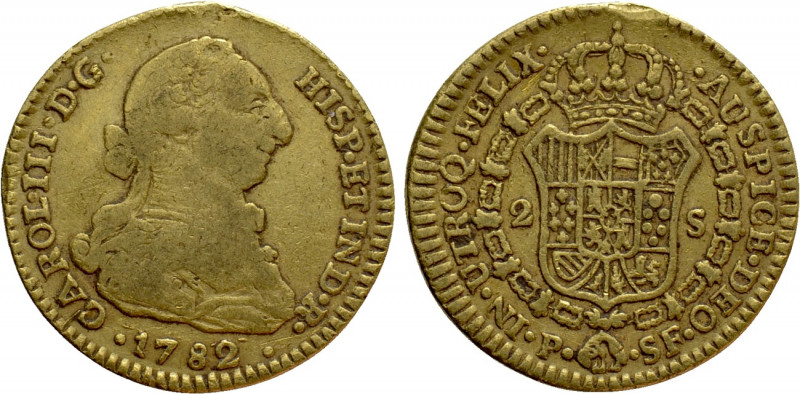COLOMBIA. Carlos III (1759-1788). GOLD 2 Escudos (1782-P-SF). Popayán. 

Obv: ...