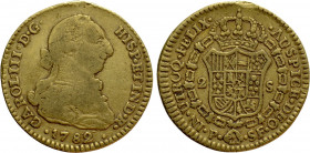 COLOMBIA. Carlos III (1759-1788). GOLD 2 Escudos (1782-P-SF). Popayán
