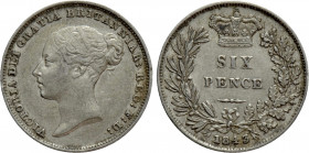 GREAT BRITAIN. Victoria (1837-1901). Sixpence (1843). London