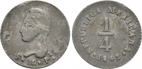 MEXICO. Federal Coinage. 1/4 Real (1842). San Luis Potosi