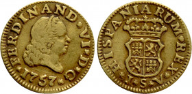 SPAIN. Fernando VI (1746-1759). GOLD 1/2 Escudo (1757). Seville