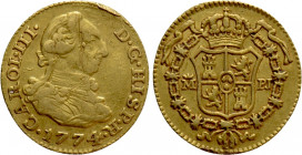SPAIN. Carlos III (1759-1788). GOLD 1/2 Escudo (1774-PJ). Madrid