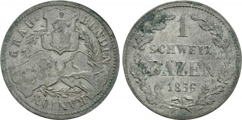 SWITZERLAND. Canton of Graubünden. 1 Batzen (1836). 

Obv: KANTON GRAU BUNDEN....