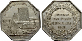 FRANCE. Octagonal Medal (1845). Wood industry, meeting of the three businesses