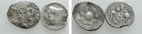2 Denarii of Julius Caesar (foureé) and Augustus