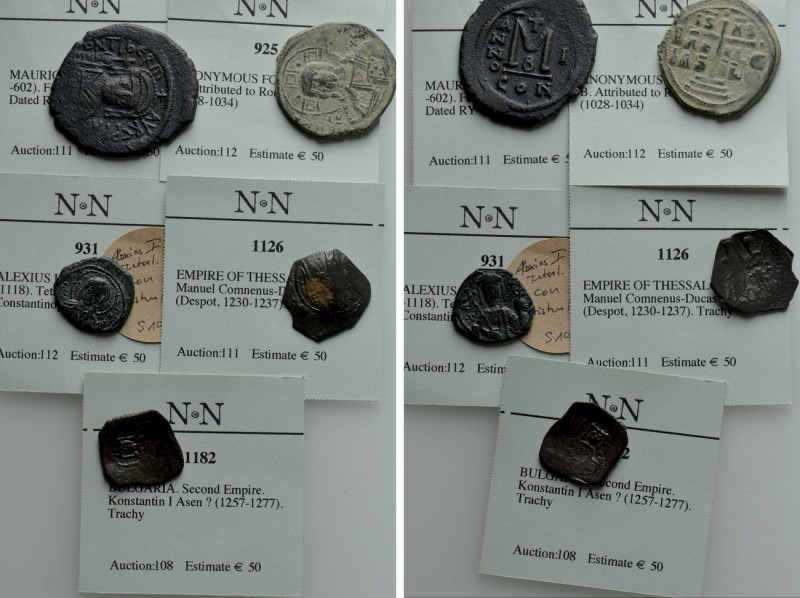 5 Byzantine and Medieval Coins. 

Obv: .
Rev: .

. 

Condition: See pictu...