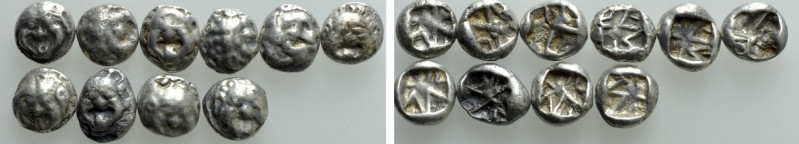 10 Greek Coins. 

Obv: .
Rev: .

. 

Condition: See picture.

Weight: g...