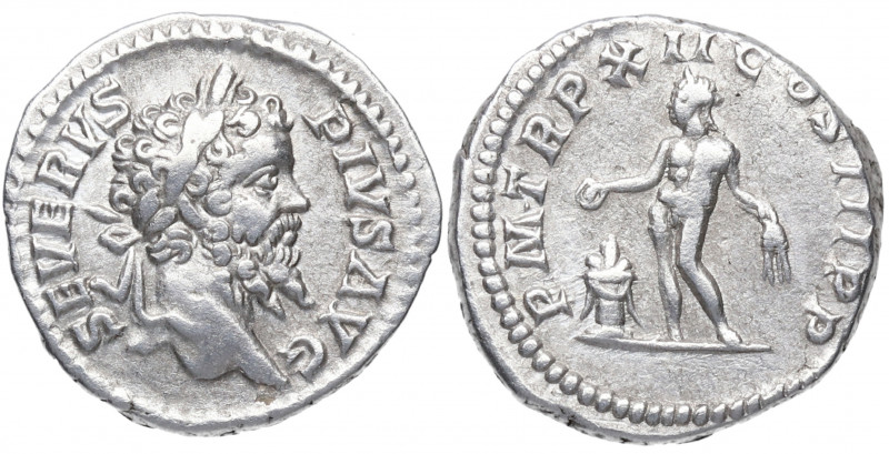 204 d.C. Septimio Severo. Roma. Denario. DS 4126 c. Ag. 3,39 g. PM TR P XII COS ...