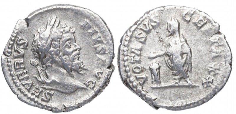 206 d.C. Septimio Severo. Roma. Denario. DS 4130 e.1. Ag. 2,95 g. VOTA SVSCEPTA ...