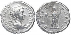 201 d.C. Caracalla. Roma. Denario. DS 4420 f.2. Ag. 3,14 g. RECTOR ORBIS Caracalla a izq. MBC+. Est.60.