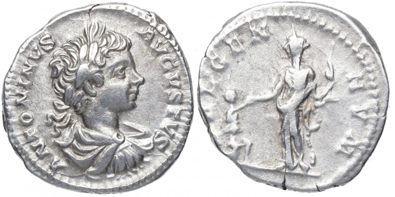 201 d.C. Caracalla. Roma. Denario. DS 4420 g. Ag. 3,17 g. SAL GEN HVM. Caracalla...