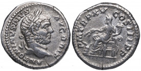 201 d.C. Caracalla. Roma. Denario. DS 4457 h.1. Ag. 3,15 g. PM TR P XV COS III PP. Annona sentada a izq. Año 212 Roma DS 4457 h.1. MBC+. Est.70.
