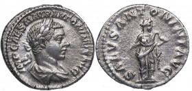 205 d.C. Caracalla. Roma. Denario. DS 4421 l. Ag. 3,32 g. SALVS ANTONINA. MBC+. Est.70.