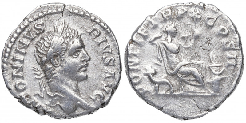 207 d.C. Caracalla. Roma. Denario. DS 4422 o.3. Ag. 3,37 g. PONTIF TR P X COS II...