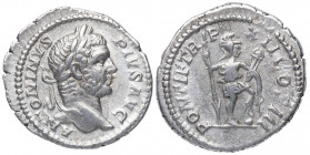 209 d.C. Caracalla. Roma. Denario. DS 4423 a.2. Ag. 3,33 g. PONTIF TR P XII COS III. Valor a dch. MBC+. Est.60.