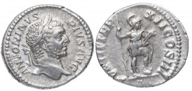 209 d.C. Caracalla. Roma. Denario. DS 4423 a.2. Ag. 3,42 g. PONTIF TR P XII COS III. Valor a dch. MBC+. Est.60.