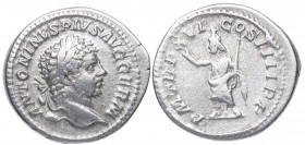 213 d.C. Caracalla. Roma. Denario. DS 4458 c.3.c. Ag. 3,86 g. PM TR P XVI COS IIII PP. Serapis a izq. MBC+. Est.60.