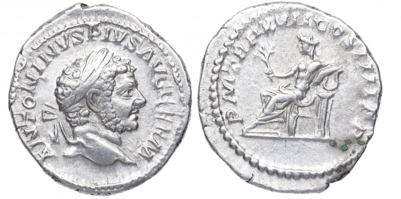 214 d.C. Caracalla. Roma. Denario. DS 4459 b.1. Ag. 3,42 g. PM TR P XVII COS III...