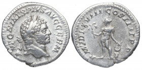 215 d.C. Caracalla. Roma. Denario. DS 4459 c.1. Ag. 2,43 g. PM TR P XVIII COS IIII PP. Apolo a izq. MBC+. Est.60.