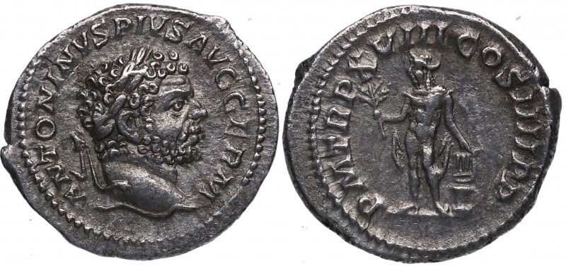 215 d.C. Caracalla. Roma. Denario. DS 4459 c.1. Ag. 3,11 g. PM TR P XVI COS IIII...