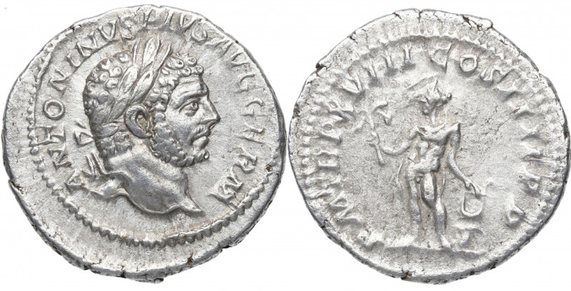 215 d.C. Caracalla. Roma. Denario. DS 4459 c.1. Ag. 3,18 g. PM TR P XVIII COS II...