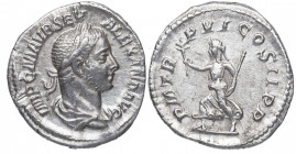 227 d.C. Alejandro Severo (231-235 d.C). Roma. Denario. DS 4815 t.2. Ag. 2,67 g. PM TR P VI COS II PP. Paz avanzando a izq. MBC+. Est.60.