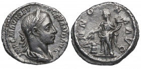 228 d.C.. Alejandro Severo. Roma. Denario. DS 4816 a.1 . Ag. 2,84 g. ANNONA AVG. Annona a izq. Est.70.