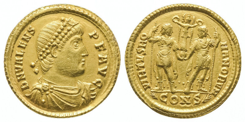 Valens
Solidus de Constantinople (4,47 g) au buste diadémé, drapé et cuirassé d...