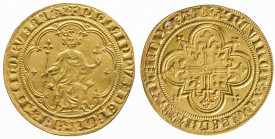 PHILIPPE IV (1285-1314).
Masse d’or (7,01 g) au roi assis, de face, tenant un sceptre et un lys. 1ère émission 
Ref : Dy 208.
TTB à Superbe