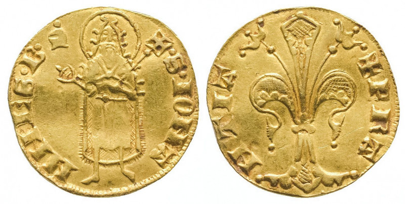 JEAN LE BON (1350-1364). Florin du Languedoc au Saint Jean (3,43 g.), différent ...