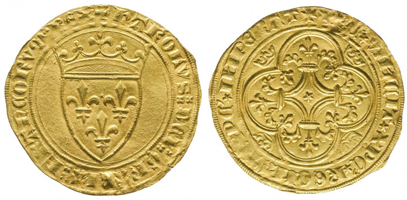 CHARLES VI (1380-1422). Ecu d’or (3,92 g) Saint Pourçain, (point 11°).
Ref : Dy ...