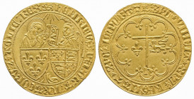 Henri VI (1422-1453).
Salut d’or (3,48 g.): 2ème émission pour Rouen.
Ref:Dy 443A.
Superbe