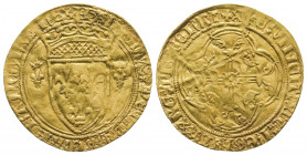 CHARLES VII (1422-1461). Ecu d'or (3,38 g). B à TB. A été monté