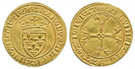 CHARLES VII (1422-1461). Demi écu à la couronne (1,70 g.) de la 6ème émission, pour Rouen.
Ref : Dy 513 E.
Rare et Superbe