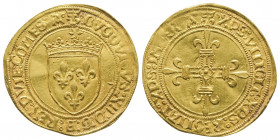 LOUIS XII (1498-1514). Ecu d’or au soleil de Provence (3,43 g), Aix.
Ref : Dy 653a.
Flan large, TTB