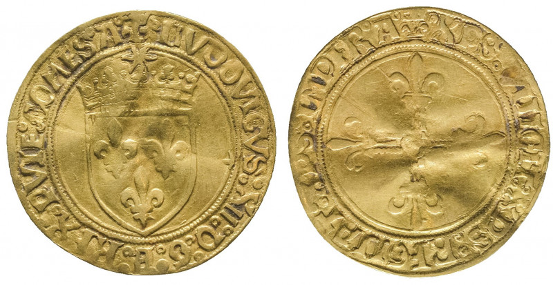 LOUIS XII (1498-1514). Ecu d’or au soleil de Provence (3,32 g) Ref : Dy 653a. B ...