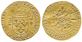 FRANCOIS I (1515-1547). Ecu au soleil de Bretagne du second type pour Nantes (3,36 g.)
Ref : Dy 790
TB