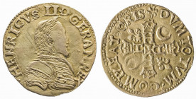 HENRI II (1547-1559). Amusant FAUX d’or pâle (3,14 g) non daté.
TB