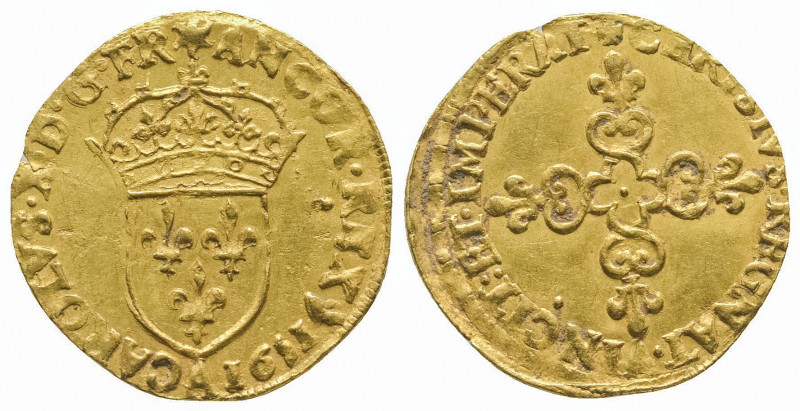 CHARLES X (1589-1590).
Ecu d’or au soleil (3,37 g.) 1591 Paris. Ref : Dy 1172, S...