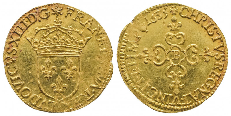 LOUIS XIII (1610-1643). Ecu d’or 1635 Rouen (3,34 g). Ref : G 55.
Presque Superb...