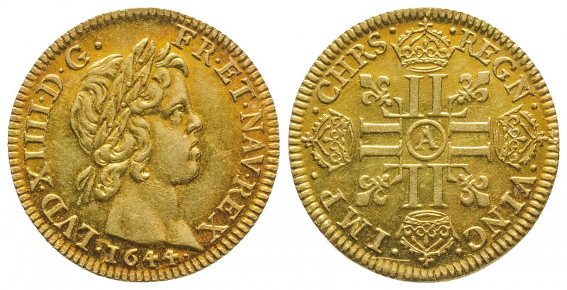 LOUIS XIV (1643-1715). Louis à la mèche courte, ( 6,72 g.) 1644 Paris. Ref: G 24...