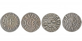 CHARLES le CHAUVE (840-875).
Lot de 2 deniers de Nevers au monogramme karolin (1,60 g. et 1,61 g.). Ref : Dep. 701.
Les 2, TTB