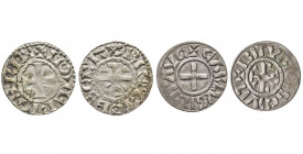 CHARLES le CHAUVE (840-875).
Lot de 2 deniers de Bourges au monogramme karolin (1,23 g. et 1,46 g.). Ref : Dep. 198 et 207.
Les 2, TTB