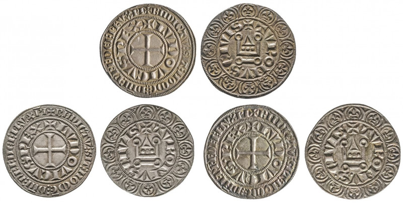 LOUIS IX (1226-1270).
Gros tournois. Lot de trois exemplaires. Ref : Dy 190.
Les...